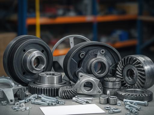 Power transmission parts staged for scheduled plant upkeep